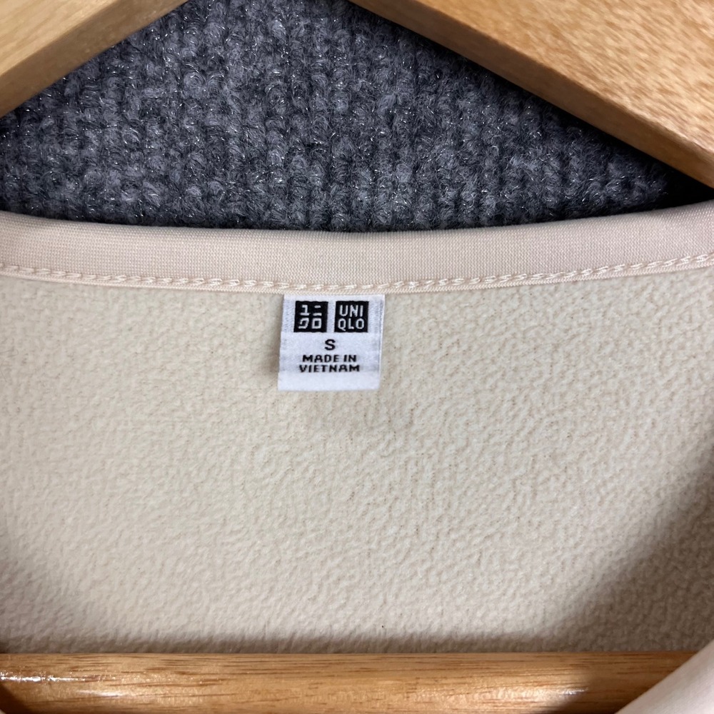 Uniqlo Fleece Cardigan Womens S Cream Excellent Button Up Sherpa Pile Jacket - Picture 7 of 9